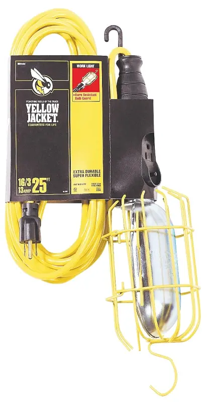 Cci 2893 Work Light With Built-In Outlet & Metal Guard – 12-Amp, 120V Incandescent Lamp (Yellow) 1