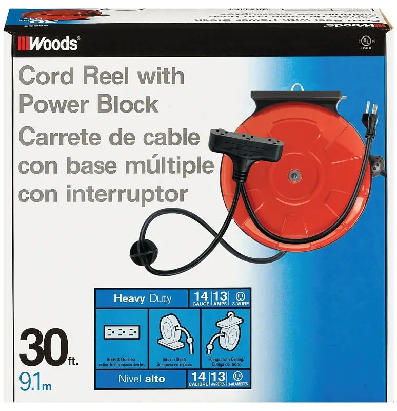 Cci 48006 30-Foot Retractable Power Cord Reel – 14 Awg, 125V, Orange Housing 1