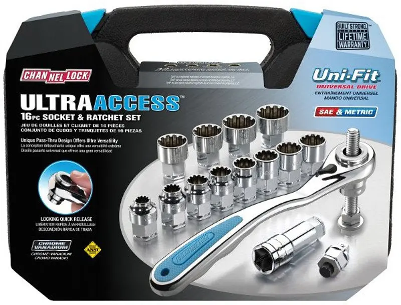 Channellock 39100 Socket Set – 3/8 In Drive, Chrome-Plated Steel, Complete Metric/Sae Organization 1