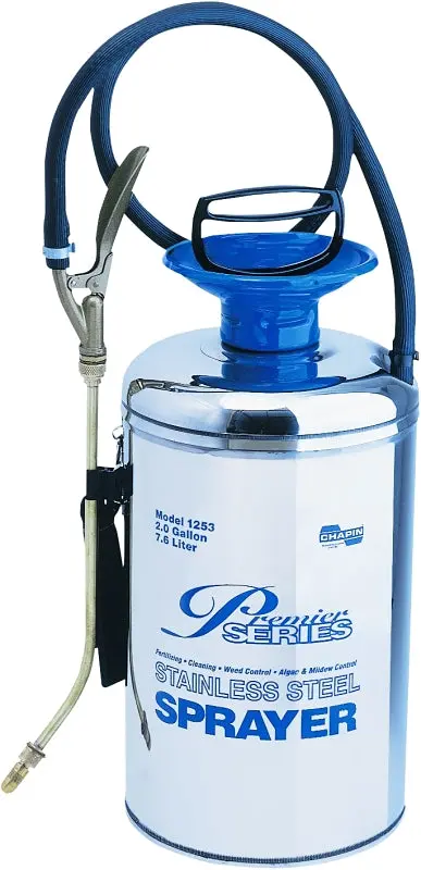 Chapin 1253 Stainless Steel Handheld Sprayer – 2-Gallon Capacity, 42-Inch Hose, Silver Finish 1