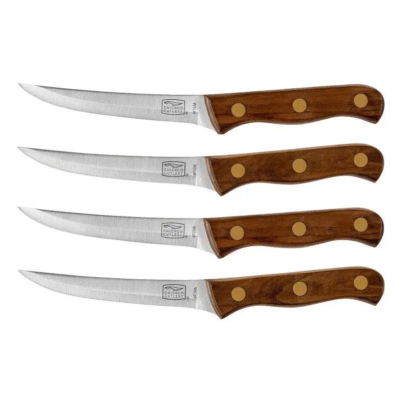 Chicago Cutlery B144 Tradition Steak Knife Set – Full-Tang Hcs Blades With Walnut Wood Handles (6-Piece) 1