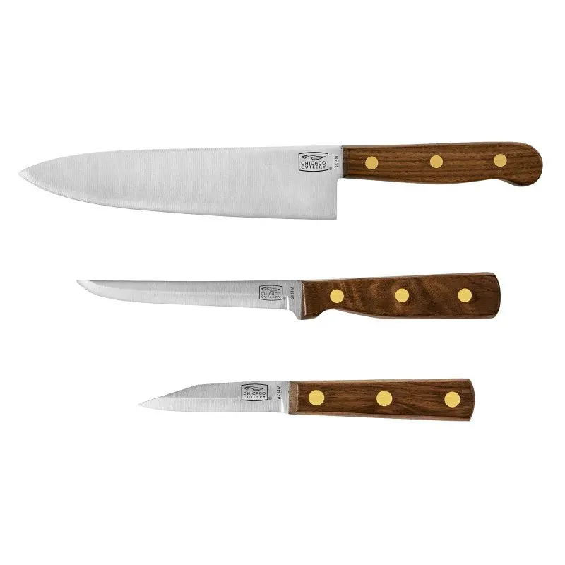 Chicago Cutlery Walnut Tradition Knife Set – 3-Piece Stainless Steel Blades With Walnut Handles (B42) 1