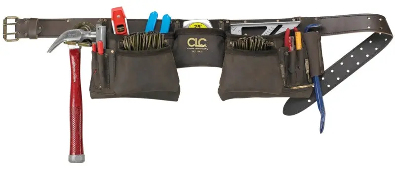 Clc 19427 Oiled Leather Construction Apron – Brown Finish, 12-Pocket Layout, 29–46" Waist Range 1