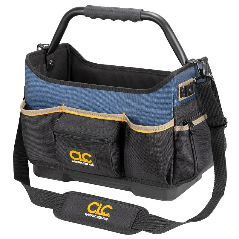 Clc Molded-Base Open-Top Tool Bag – 15" X 8" X 12", 17-Pocket (Black/Blue) 1