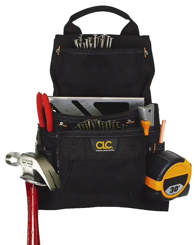 Clc Slim Nail & Tool Bag – 5" Wide, 15.2" Tall, 9-Pocket Black Polyester 1