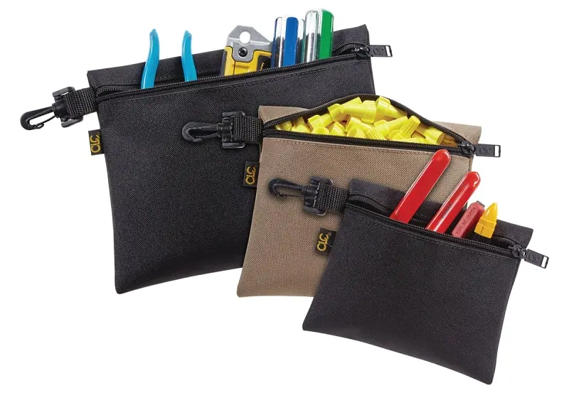 Clc Tool Works Series 1100 Zippered Tool Bag – Single-Pocket, Durable Polyester, Black/Khaki Colorway 1