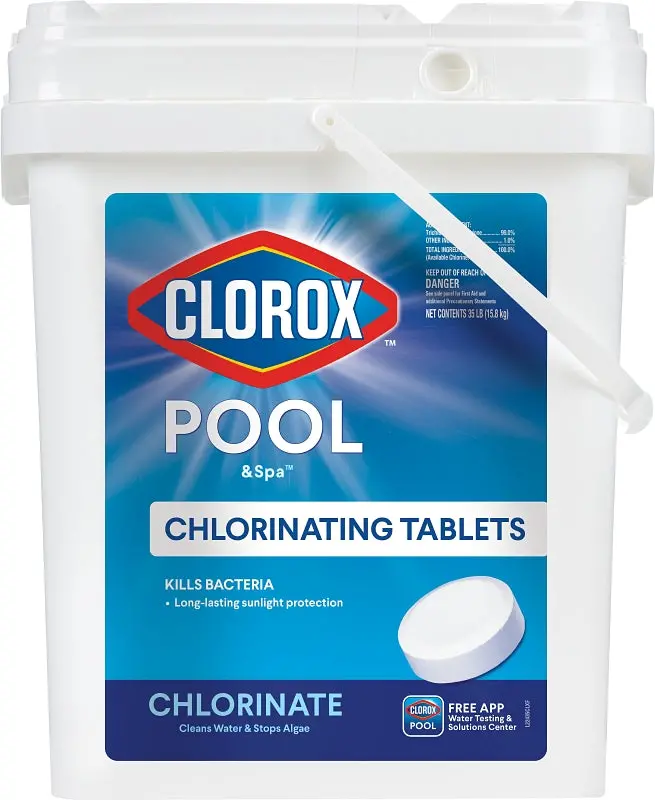 Clorox Pool & Spa Active99 Chlorinating Tablets – 35-Pound Bucket, Slow-Dissolving Solid Chlorine 1