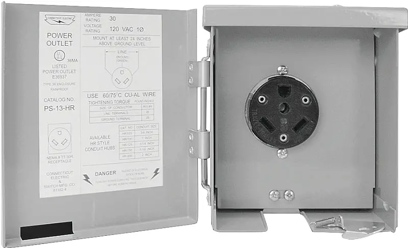 Connecticut Electric Ps-13-Hr Heavy-Duty Power Outlet – 30-Amp Steel Receptacle 1