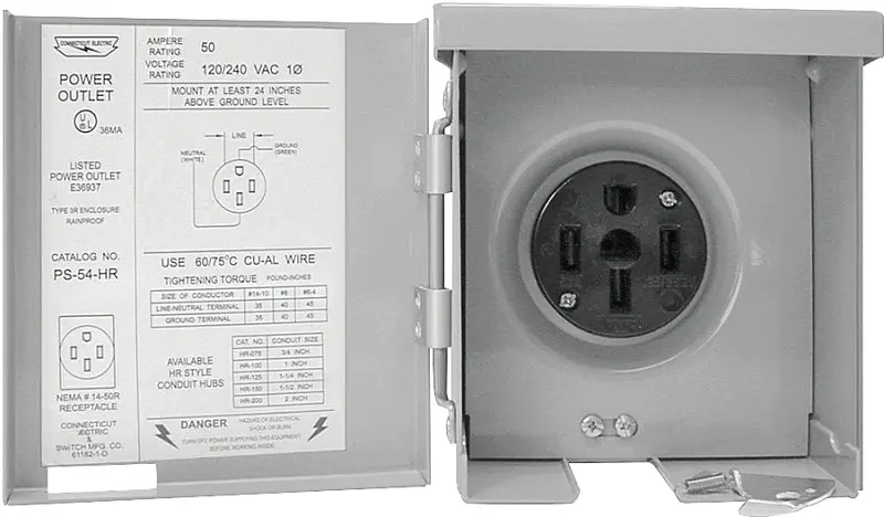 Connecticut Electric Ps-54-Hr 50-Amp Steel Power Outlet – Heavy-Duty Industrial Grade 1