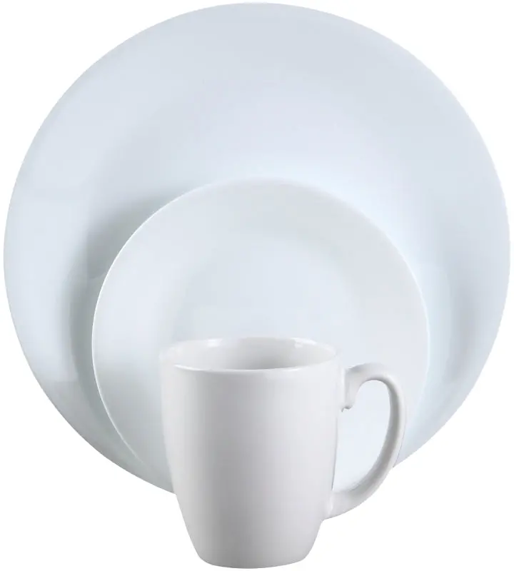 Corelle Winter Frost 16-Piece Glass Dinnerware Set – Round White Plates And Bowls 1