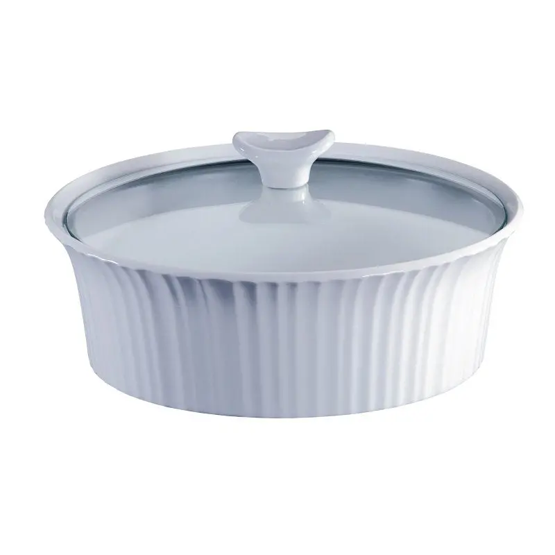Corningware French White 2.5-Quart Stoneware Casserole Dish With Secure-Fit Lid 1