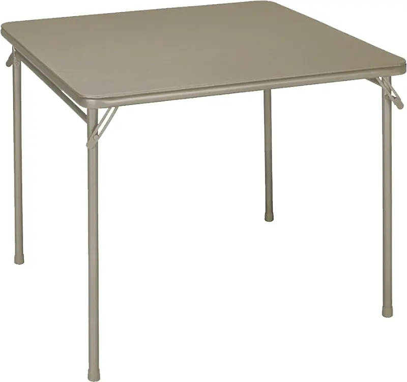 Cosco Folding Utility Table – 33.75" Square Top, Steel Frame With Vinyl Antique Linen Surface, Lightweight & Portable Design 1
