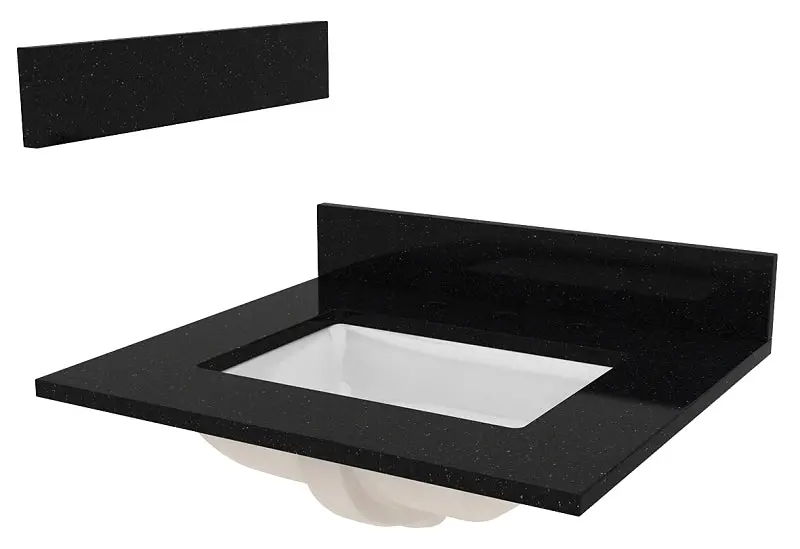 Craft + Main Black Galaxy Vanity Top – 25" X 22" Granite/Vitreous China Single-Bowl Bathroom Countertop 1