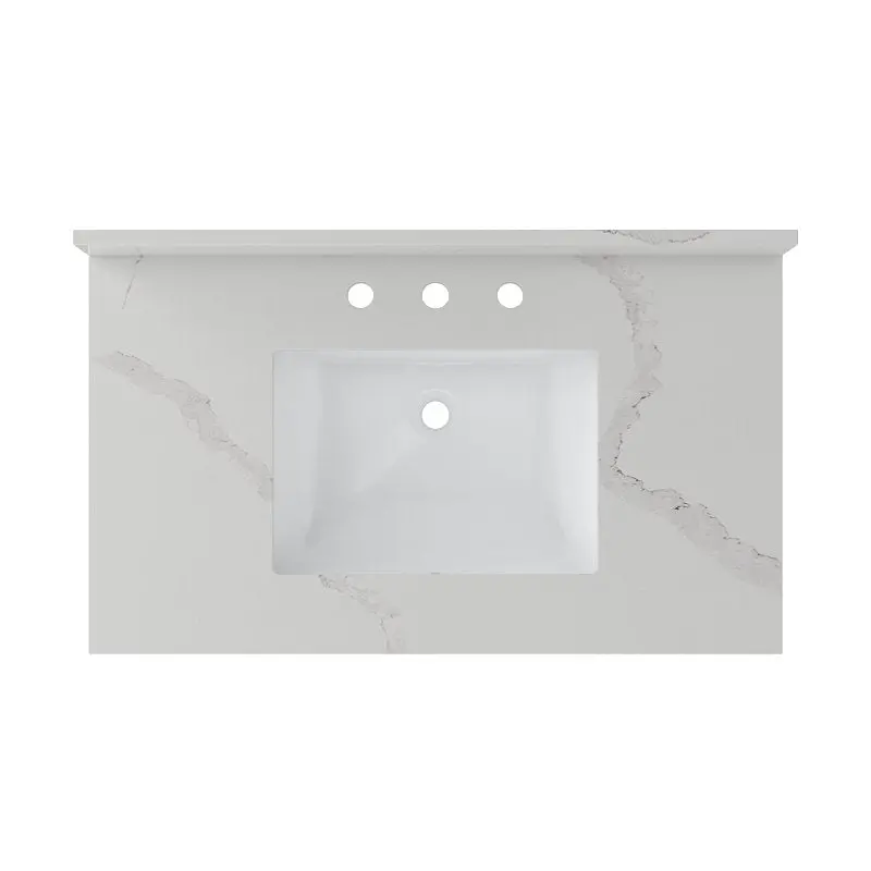 Craft + Main Calacatta Bianco Vanity Top – 22-Inch Depth × 37-Inch Width, Ceramic-Quartz Composite 1