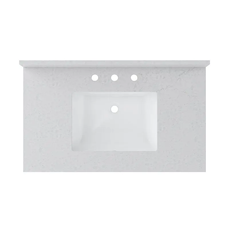 Craft + Main Carrara Vita Quartz Vanity Top – 37" Wide, 22" Deep, Undermount Single-Bowl Sink 1