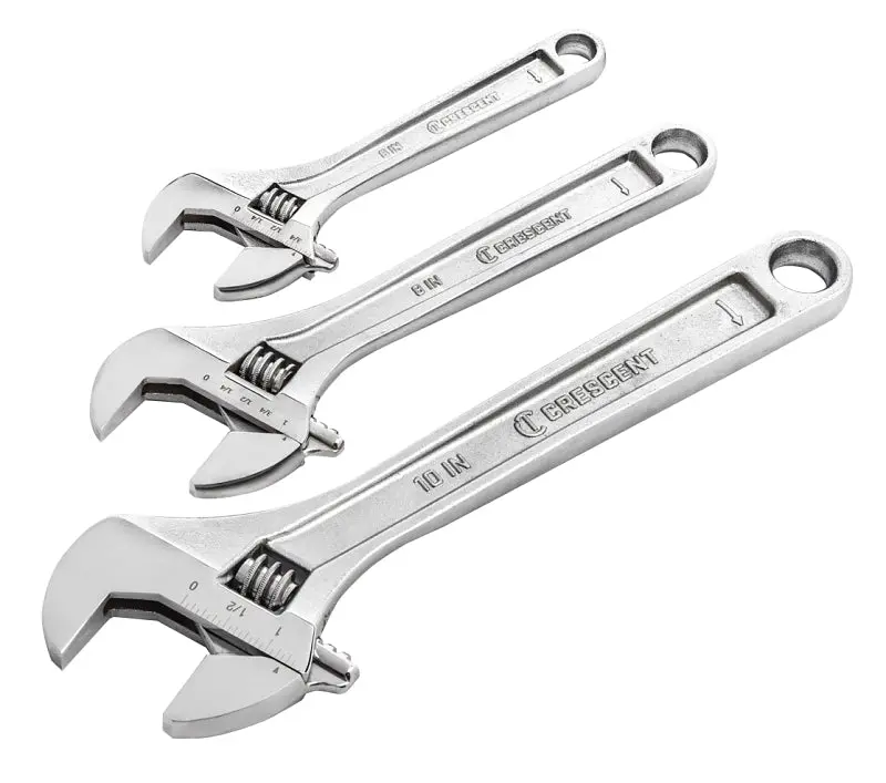 Crescent Ac3Pc Alloy Steel Wrench Set – 3-Piece Polished/Satin Chrome Kit 1