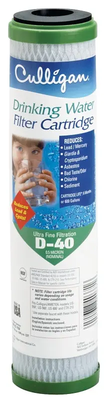 Culligan D-40A Replacement Filter Cartridge – 0.5 Micron, Compatible With Us-600A Undersink Systems 1