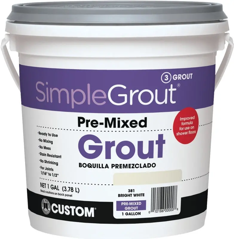 Custom Bright White Tile Grout – 1-Gallon Pail, Premium Polymer-Enhanced Formula 1