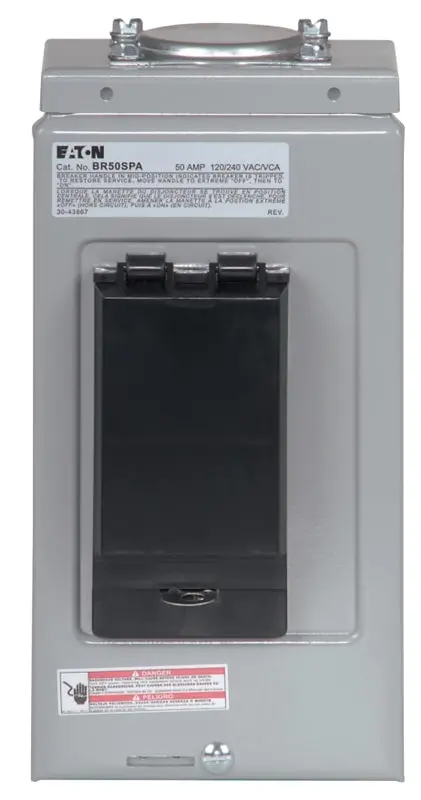 Cutler-Hammer Br50Spast 50A Spa Disconnect Panel – Single-Phase, 240V, Nema 3R Weatherproof Enclosure 1