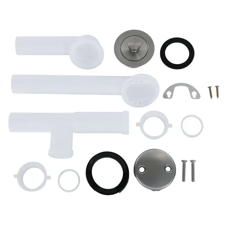 Danco 12100 Twist-And-Release Tub Drain Assembly – White Plastic Body With Brushed Nickel Trim 1