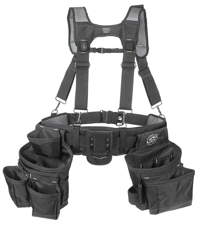 Dead On Carpenter’S Suspension Rig – 52" Waist, 18-Pocket Black Poly Fabric Belt 1