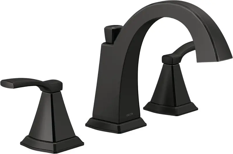 Delta Flynn 35768Lf-Bl Widespread Bathroom Faucet – 1.2 Gpm, Two-Handle, Matte Black Finish 1