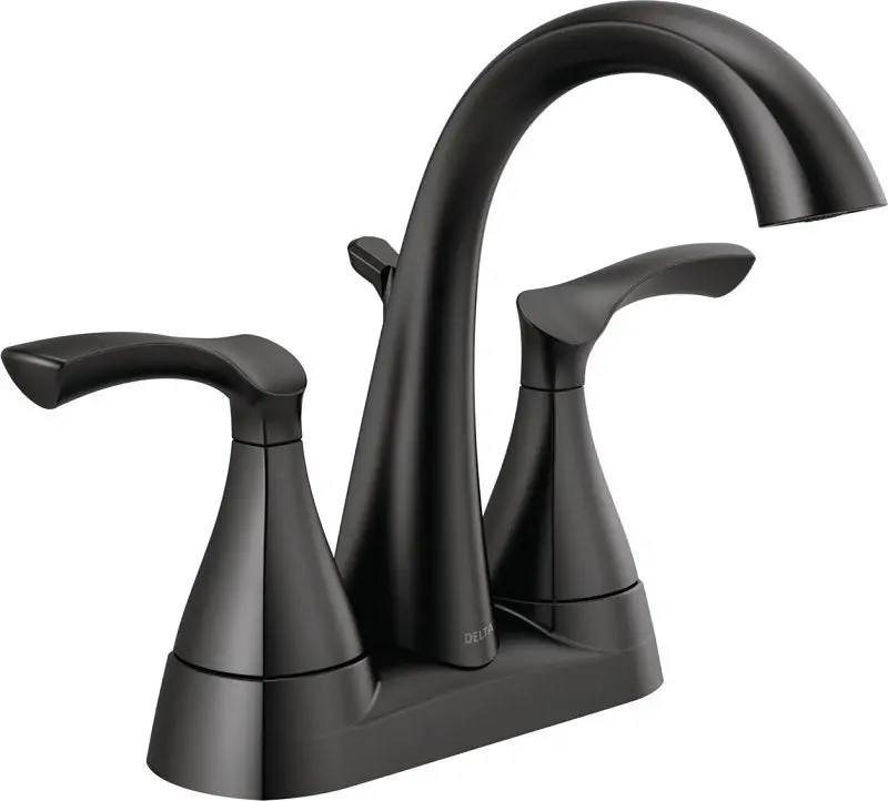 Delta Sandover Centerset Bathroom Faucet (25748Lf-Bl) – Matte Black Finish, 6.31-Inch Widespread Plate, 1.2 Gpm Flow 1