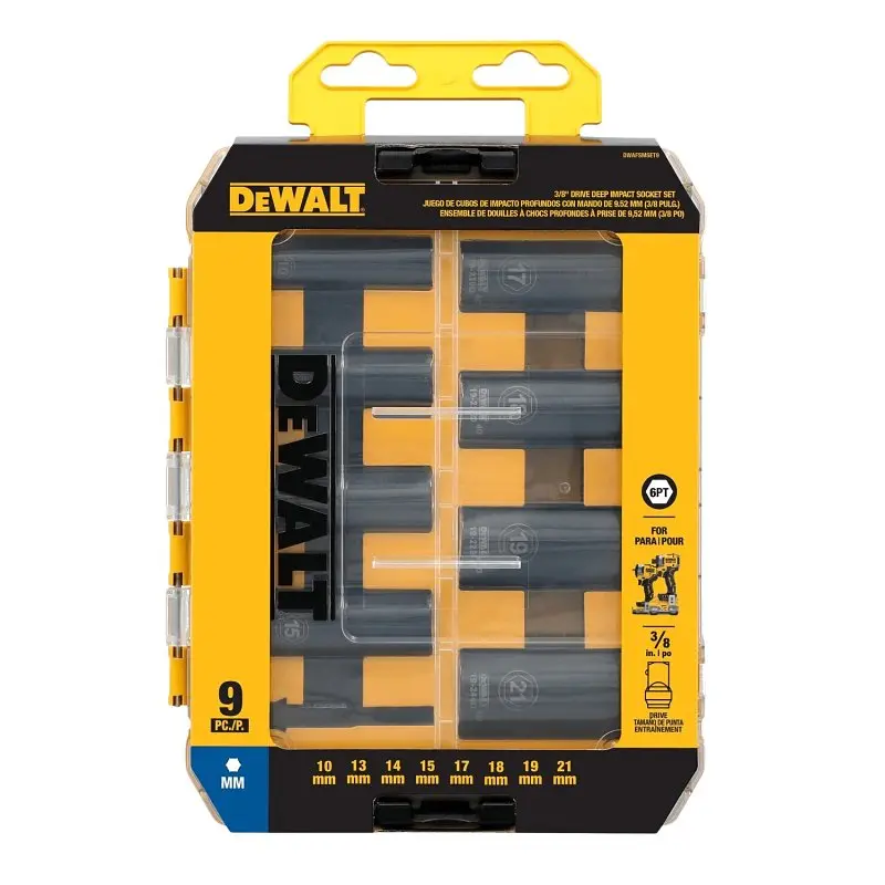 Dewalt Dwafsmset9 6-Point Impact Socket Set – Dual-Coated Steel, Sae & Metric Sizes 1