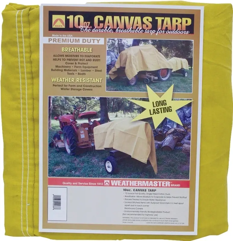Dize Weathermaster Ca1012D Canvas Tarp – 12 Ft × 10 Ft, Tan, Heavy-Duty Weather Protection 1