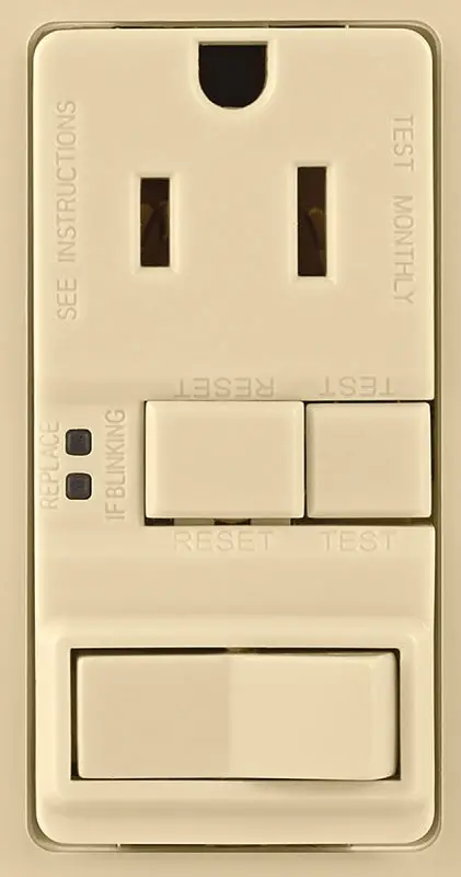 Eaton Vgfs15V-Msp Dual Gfci Receptacle And Switch – 15-Amp, 125Vac, Nema 5-15R, Ivory Finish 1