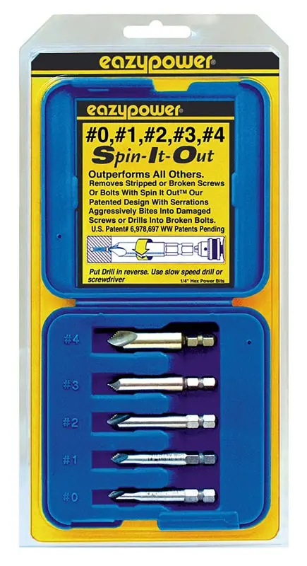 Eazypower Spin-It-Out Broken Bolt Extractor Set – Hss Tools For Sizes #0 Through #5 1