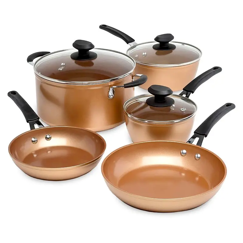 Ecolution Endure Eucp-1208 Cookware Set – 8-Piece Aluminum-Core Stainless Steel With Copper Accents 1