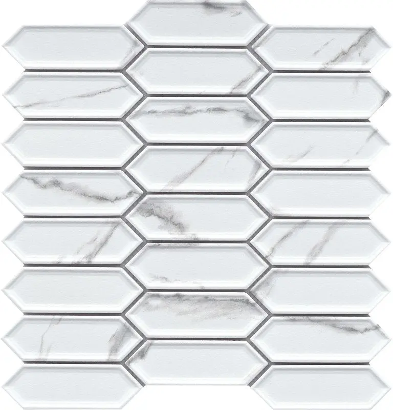 Emser Elegan Series W95Elegca1111Mpkm Calacata Porcelain Mosaic Tile – 13" × 10", Pressed Edge 1