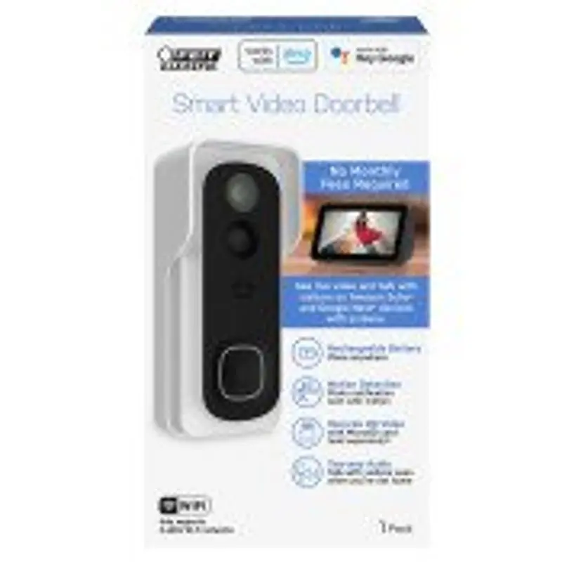 Feit Electric Smart Wi-Fi Doorbell Camera – Battery Powered, 140° Field Of View, 30 Ft Night Vision, White 1