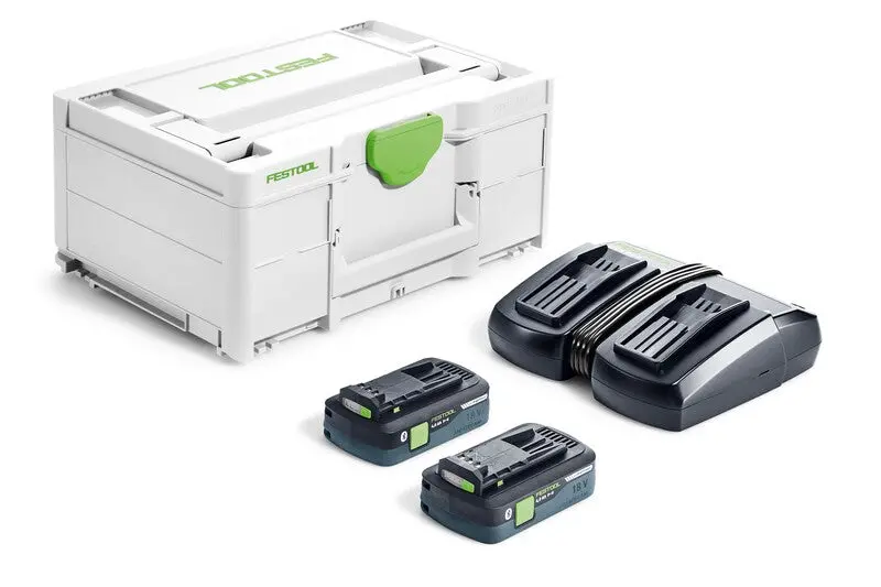 Festool 577108 Sys 18V Energy Kit — Two 4.0 Ah Batteries + Tcl 6 Duo Charger 1