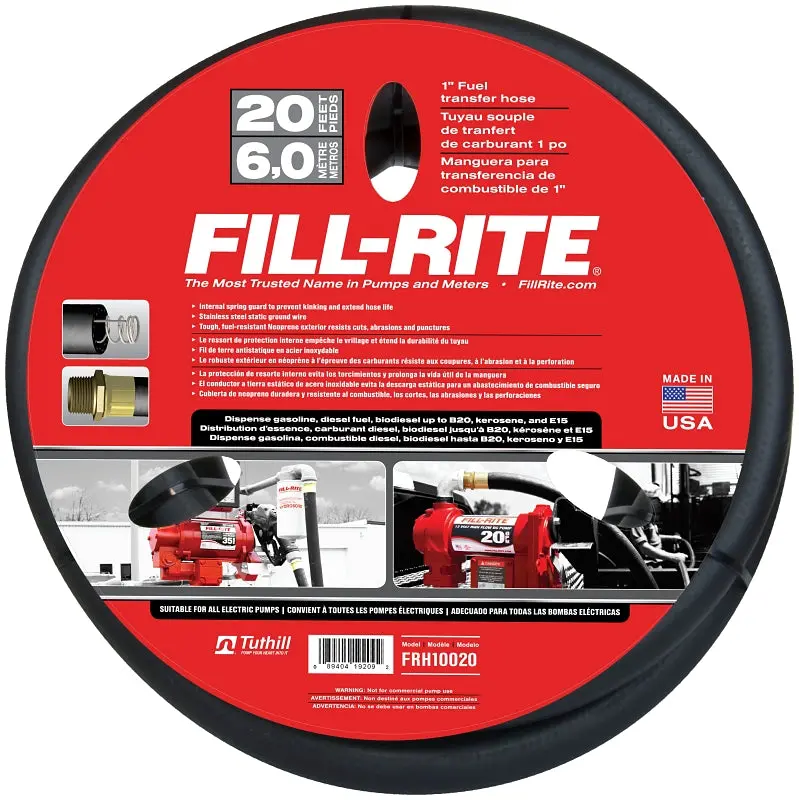 Fill-Rite Frh10020 Neoprene Fuel Transfer Hose – 20-Foot Length With Male Fitting 1