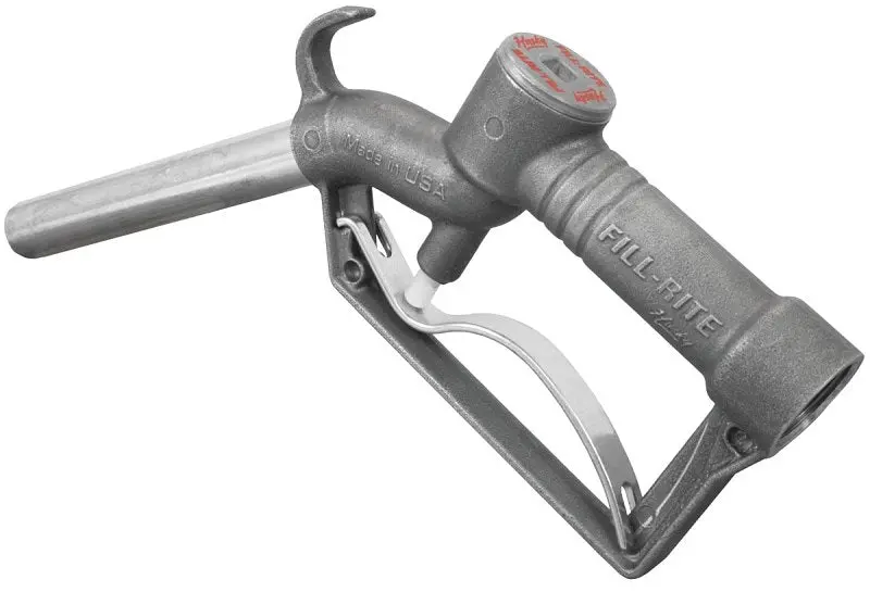 Fill-Rite Frhmn100S Manual Fuel Nozzle – 1" Fnpt, Aluminum Body With Hook, Silver Finish For Safe Transfer 1