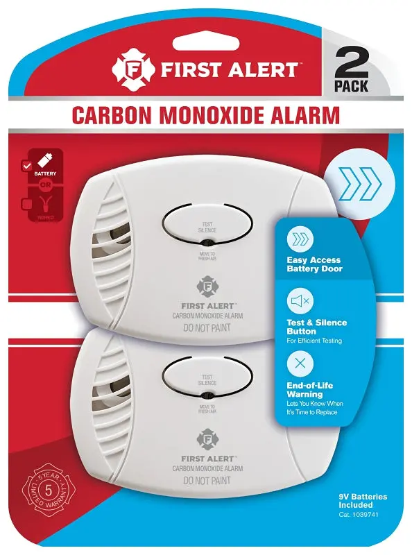 First Alert 1039741 Electrochemical Carbon Monoxide Detector – 85 Db Alarm, Battery-Powered 1