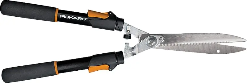 Fiskars 91696935 Telescoping Hedge Shears – 10" Serrated Steel Blades, Ergonomic Steel Handles 1