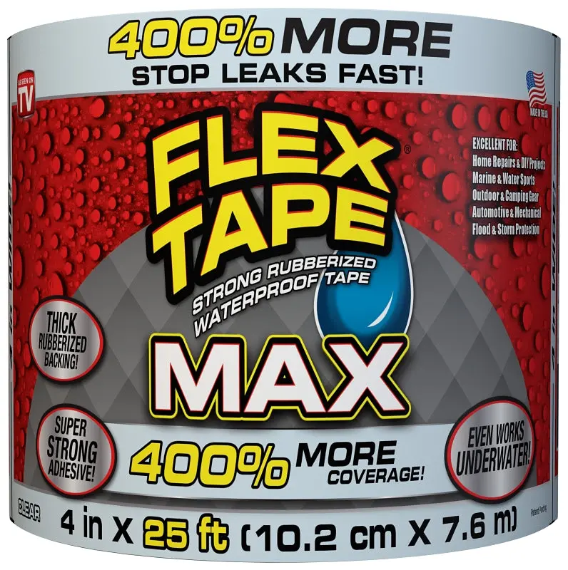 Flex Tape Max Clear Rubberized Repair Tape – 25-Foot By 4-Inch Heavy-Duty Waterproof Sealant 1