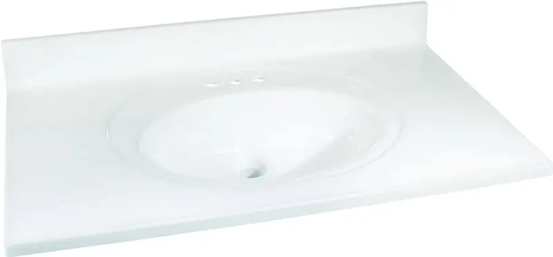 Foremost Ws-2237 Marble Vanity Top – 37" Oval Countertop With Solid White Finish And Curved Edge Detail 1