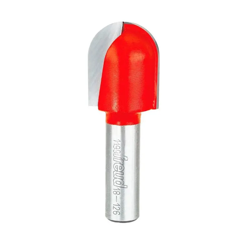 Freud 18-126 Two-Flute Round Nose Router Bit — 1" Cutter Dia, 1-9/16" Cut Depth, 2-13/16" Oal, 1/2" Shank 1