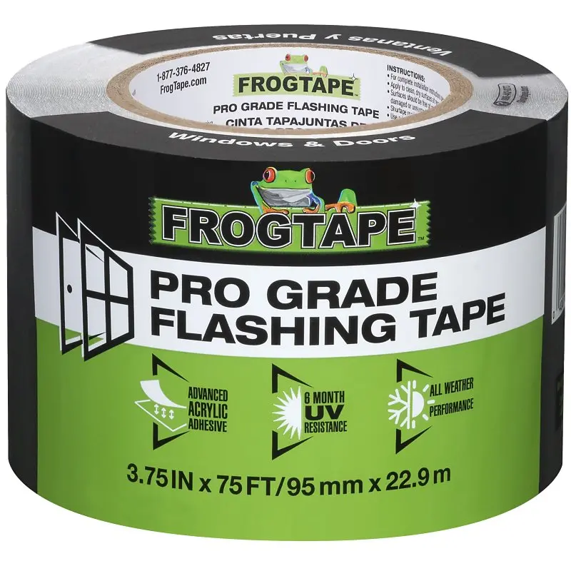 Frogtape 105724 Flashing Tape – 75-Foot Roll, 3.75-Inch Width, Acrylic Adhesive, Weather-Resistant Black Sealant 1