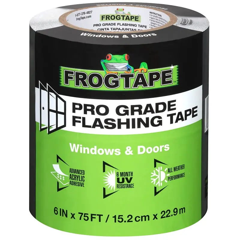 Frogtape 75-Foot Flashing Tape – 6-Inch Wide, Black Acrylic Adhesive For Weatherproof Sealing 1