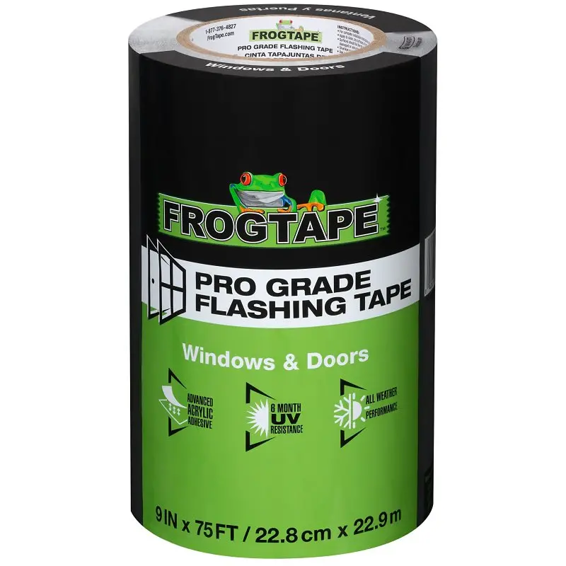 Frogtape Flashing Tape – 75-Foot Roll, 9-Inch Width, Black, Acrylic Adhesive For Weatherproof Sealing 1