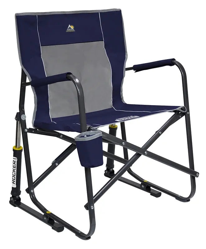 Gci Outdoor Freestyle Rocker Chair – 25-Inch Width, Indigo Blue Fabric/Steel Frame, Ergonomic Rocking Base 1