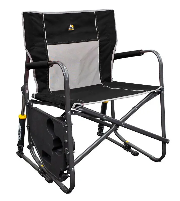 Gci Outdoor Freestyle Rocker Chair With Integrated Side Table – Steel Frame, Black Finish 1