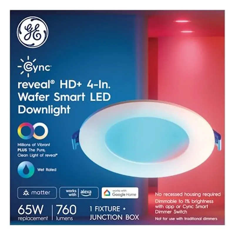 Ge Reveal 13W Led Wafer Downlight – 120V, Low-Profile Recessed Fixture 1