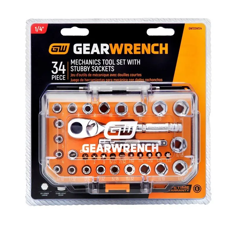 Gearwrench 34-Piece Chrome Mechanics Tool Set – Comprehensive Socket And Wrench Collection 1