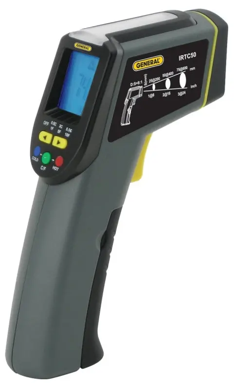 General Irtc50 Infrared Thermometer – -40°F To 428°F Range, Tricolor Backlight, 0.1°F Precision 1